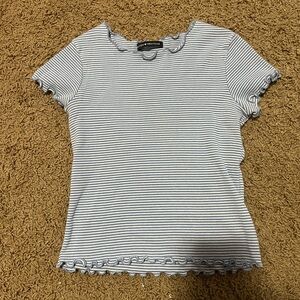 Brandy Melville Blue and White Striped Tee